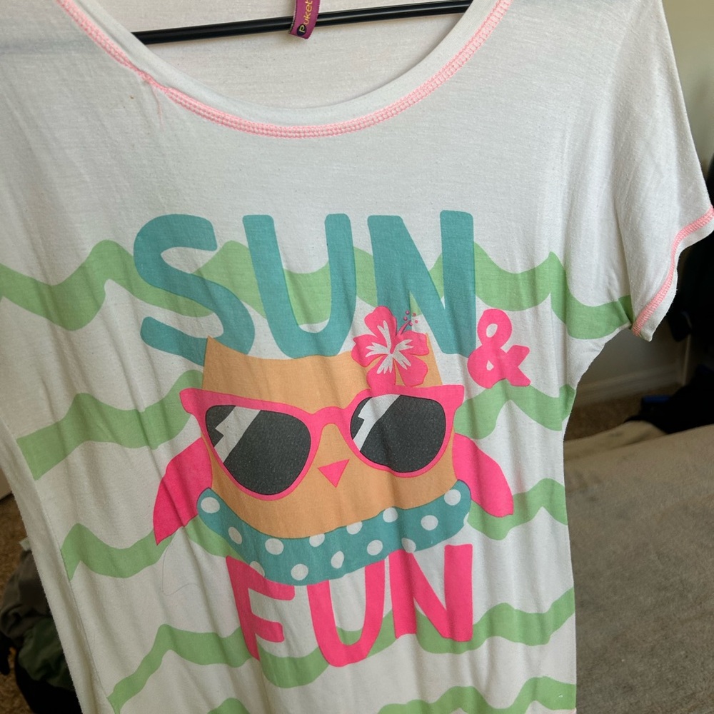 Kids Fun Owl Graphic Tee - White and Green